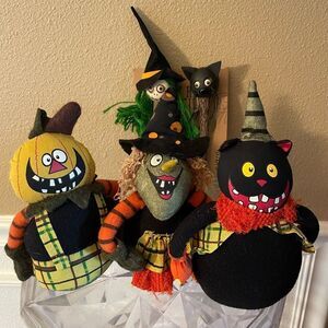 Halloween Bean Bag Characters Witch Cat plus Halloween Pencils Decorations